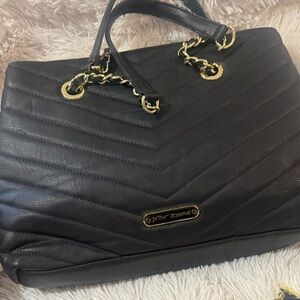 Betsey Johnson Black Chevron Shoulder Bag